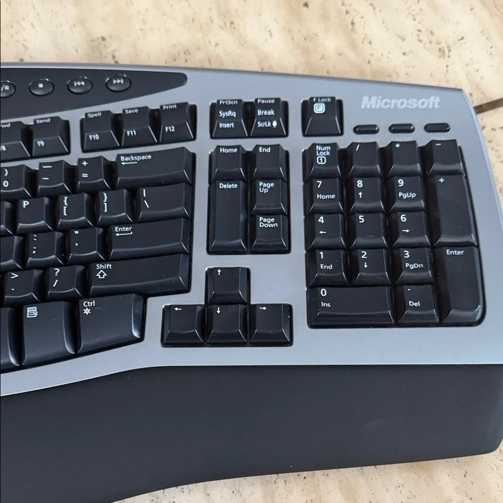 Microsoft Ergonomic Black and Gray Keyboard